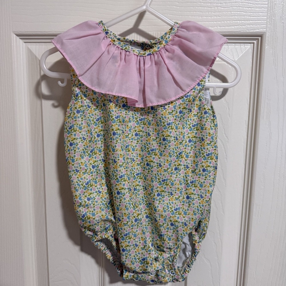 The Oaks Apparel Floral Bubble With Collar Cotton Summer Preppy  Classic 9 Mo